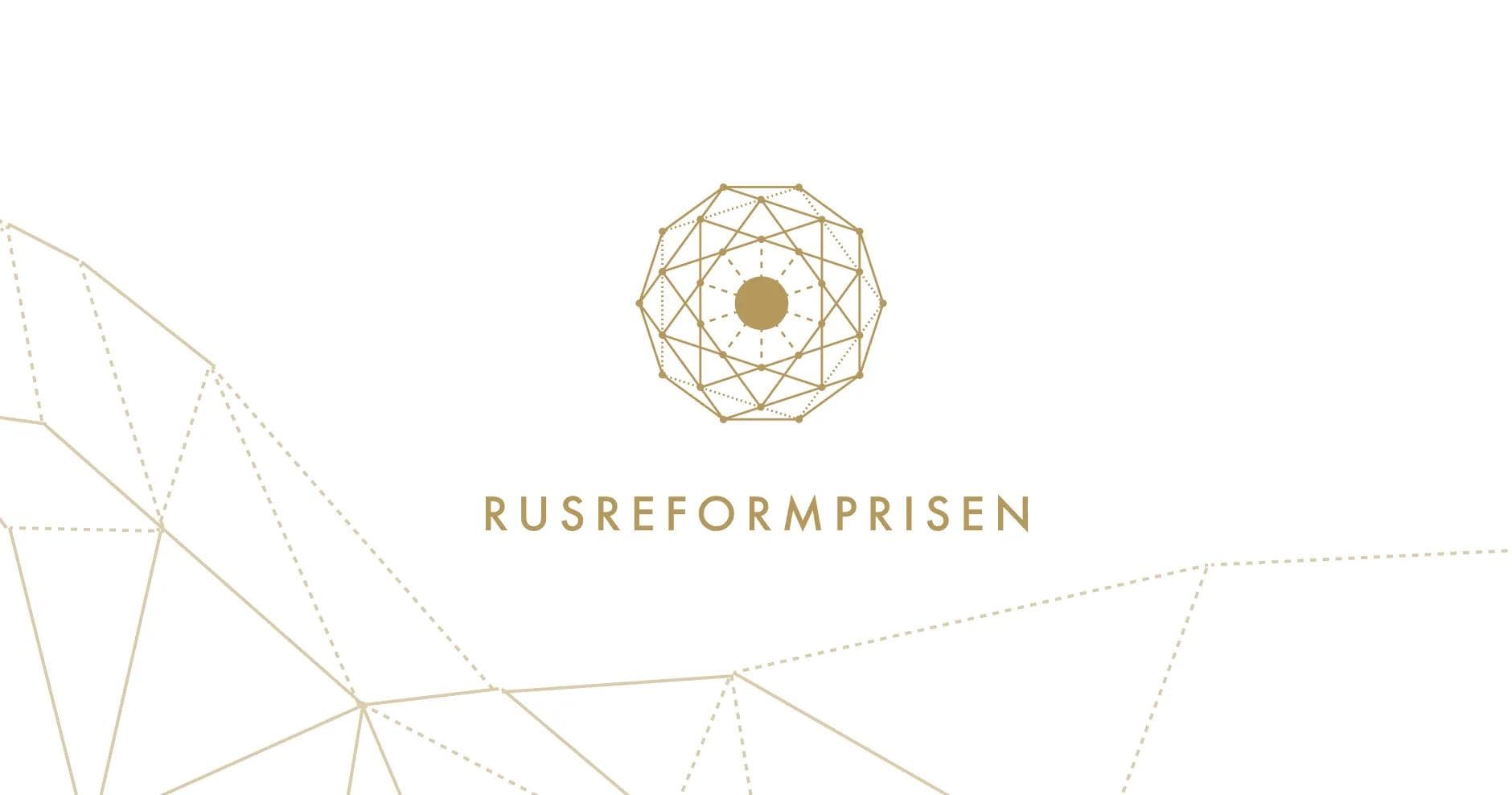 Rusreformprisen logo — gold geodesic sphere with geometric line decorations.