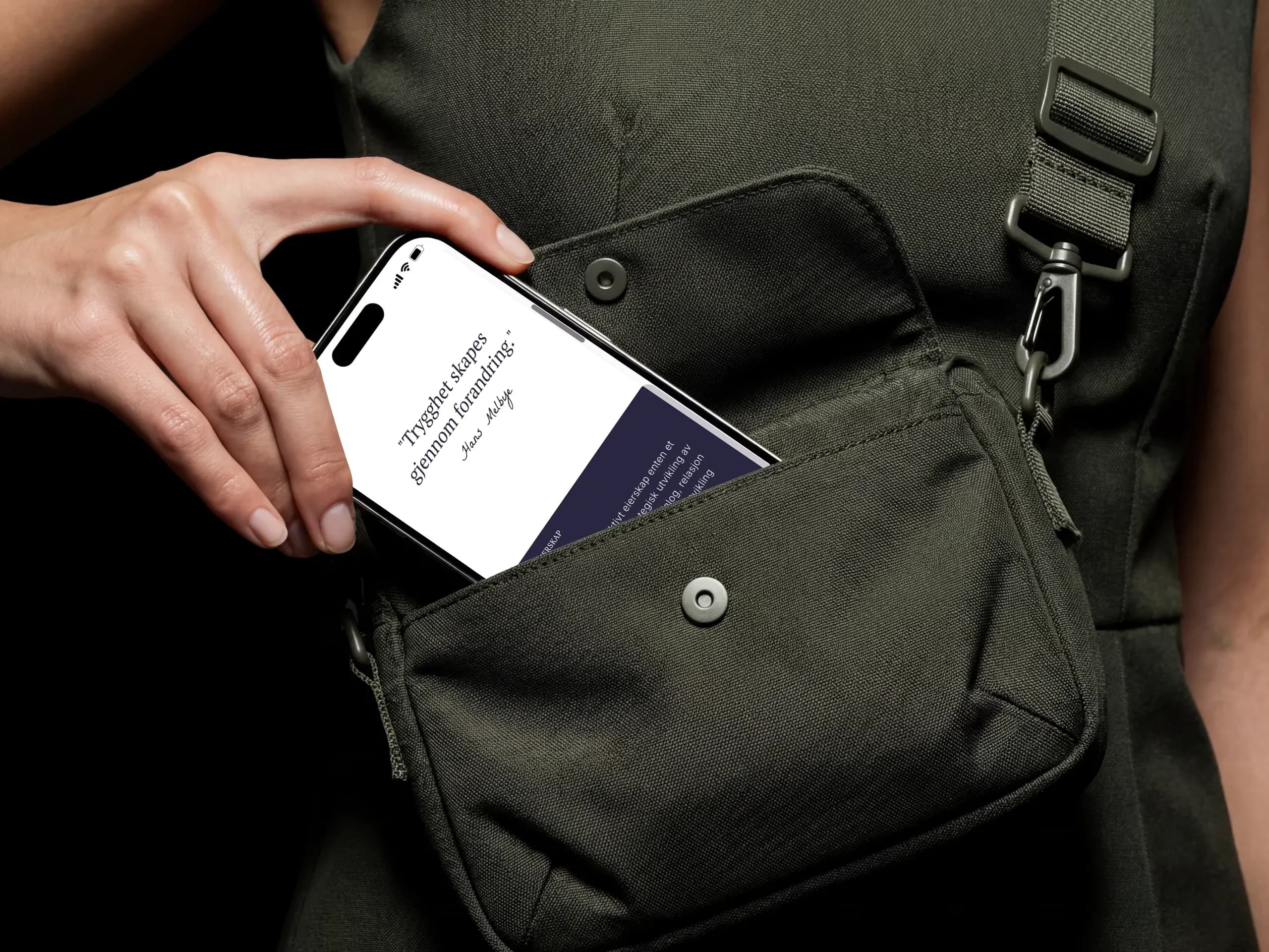 Quote card from the H.C.A Melbye identity on a phone